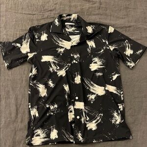 Zara Black and White Brushstroke Men's Shirt